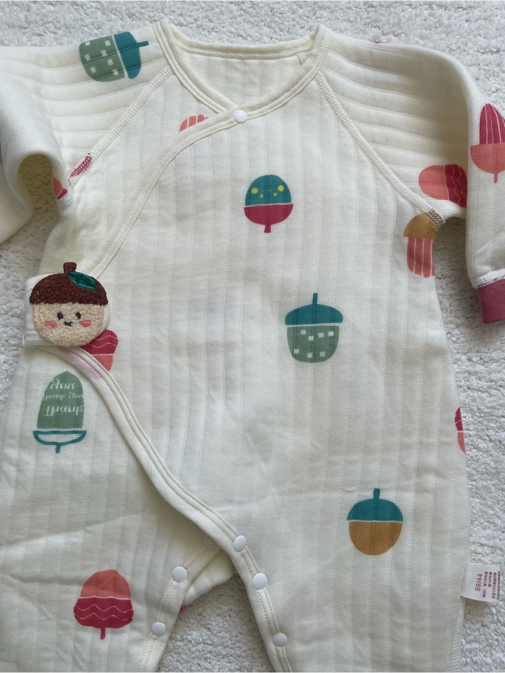 Cream Baby One-Piece with Colorful Acorn Prints
